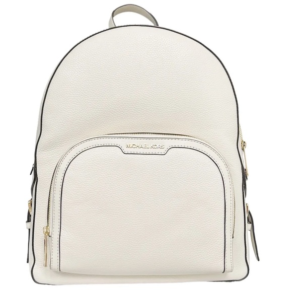 Michael Kors Large Zip Pocket Backpack Light Cream Pebbled Leather - Picture 2 of 4